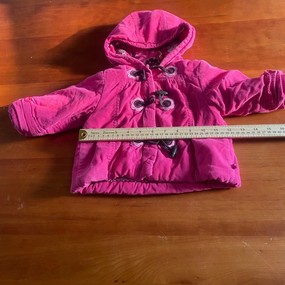 The Childrens Place Corduroy Jacket Kids Pink Sherpa Lined Toggle SIZE 12 Months